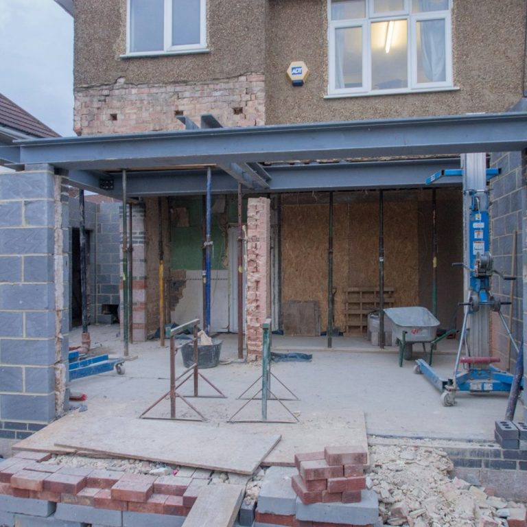 Wall Removal Structural Work Poole load bearing wall removal and steel installation during structural alteration in Poole property